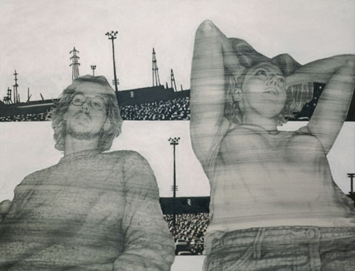 Autorimessa Olio e grafite su tela 100x130 cm Anno 2002