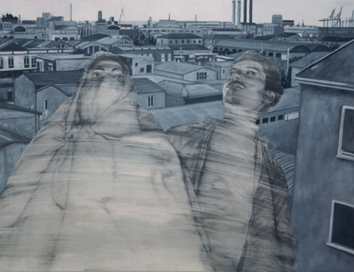 Urbano e Isotta Olio e grafite su tela 100x130 cm Anno 2002